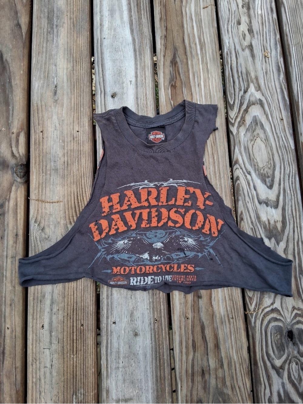Harley Davidson Motorcycles "Ride to Live" muscle crop tank
